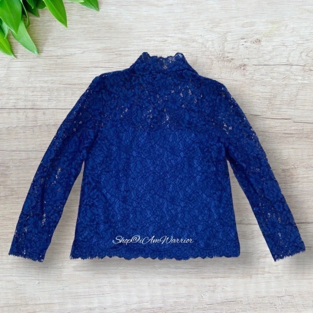 J.Crew NWT sapphire blue eyelash lace bow blouse *shop@iamwarrior